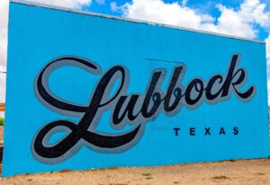Commercial Building wall painted with Lubbock Texas